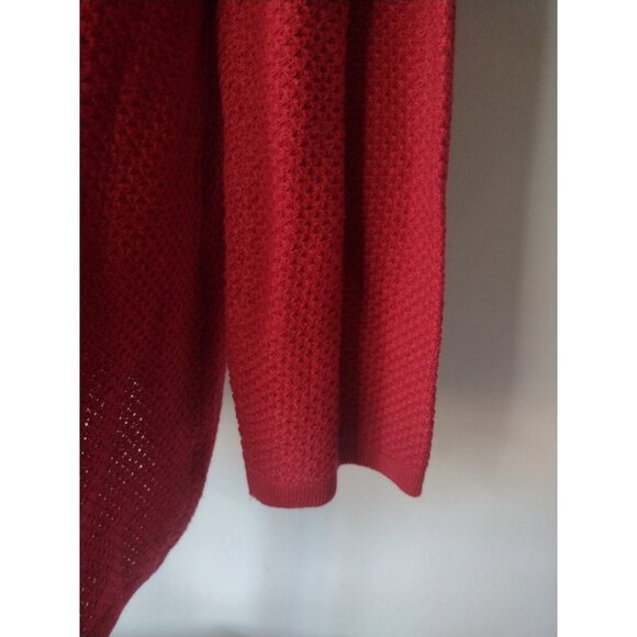 J Jill Waffle Knit Cardigan Sweater Size M Soft Preppy Business Holiday Tie - Picture 6 of 8